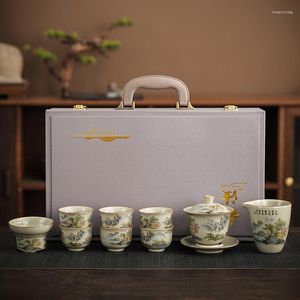 Conjuntos de chá chinês acessórios conjunto de chá porcelana portátil tarde luxo vintage jogo de xicaras bule cerâmica ab50ts