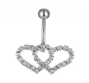 0335 2 Färger Belly Button Rings Body Piercing Jewelry Double Heart Clear5424613