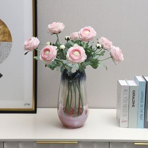 Faux Floral Ręka Symulacja wilgoci Ranunculus Asiaticus Domowa dekoracja salonu sztuczny kwiat