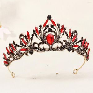 Hårklipp Efily Fashion Star Crown Red Color Rhinestone Tiaras och kronor för kvinnliga tillbehör Prom Headpiece smycken gåvor