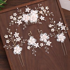 Hair Clips Y2K Comb Floral Tiaras Wedding Accessories For Women Crystal Beaded Hairpin Crown Bride Headdress Jewelry Drop