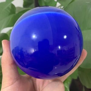 Dekorativa figurer Blue Opal Crystal Ball Home Office Decoration Reiki Healing Hand Polished