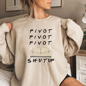 Damen Hoodies Pivot Shirt Friends Sweatshirt Shut Up Hoodie TV Show Pullover Chandler Joey 90er Retro Sweatshirts mit Rundhalsausschnitt