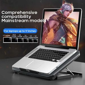 Almofadas de resfriamento de laptop Q100 17inch Gaming Laptop Cooler Ventilador LED Tela Duas portas USB 2600RPM Laptop Cooling Pad Notebook Stand para laptop L230923