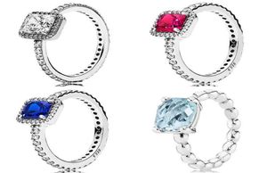 Orijinal 925 STERLING Silver Blue Topaz Bubble Band Kadınlar için Kristal Ring ile Zamansız Zerafet Hediye DIY Jewelry8210282