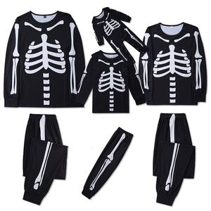 Passende Familien-Outfits, Halloween-Skelett-Druck, langärmelig, passende Pyjama-Sets für Erwachsene und Kinder, Familien-Nachtwäsche, Party-Kleidung, Familien-Sets 230923