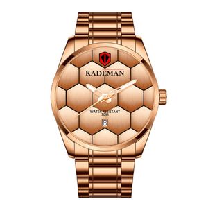 Kademan Brand High Definition Luminous Mens Watch Quartz Calender Watches Leisure Simple Football Texture Masculine Wristwatches1540