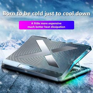 Laptopa podkładki chłodnicze Gaming Laptop Cooler Cooling Stand Six Fan Notebook dwa porty USB Regulowane dla 11-18 cali L230923