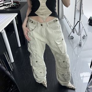 Pantaloni da donna Capris Karrcat Pantaloni cargo multitasche grunge Pantaloni larghi vintage High Street Pantaloni Y2k americani retrò da fidanzato stile coreano 230922