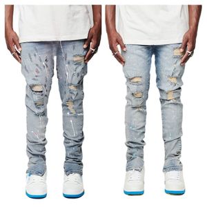 Męskie dżinsy moda rozerwana dla mężczyzn Trendy Slim Craft Craft Denim Pencil Pants Street Hipster Spodnie męskie odzież XSXL 230923