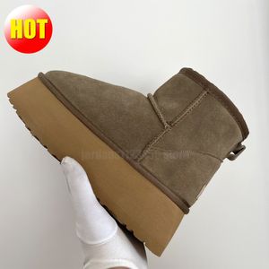 Australien Platform Classic Mini Women Ankle Winter Suede Ugly Snow Boots Sheepskin Ladies Designer Fashion Wool Warm 4cm 5cm Chestnut Sheepskin Ankel Boots