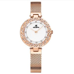 Orologio da donna al quarzo luminoso con dea del diamante Cintura in rete Orologi da polso da donna resistenti all'usura Natura Bellezza Luce Moda di lusso AKDP291T