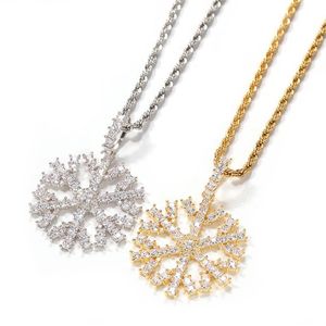 Hip Hop Claw Seting CZ Stone Paled Bling Iced Out Snowflake Pendants Halsband för män Kvinnliga rappare smycken Drop Pendant331a