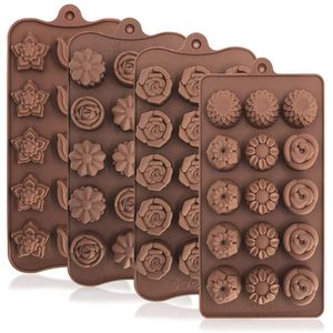 Outros suprimentos de festa de evento Rose Flor Coração Molde de Chocolate Waffle Alfanumérico Aplicável Doces Cubo de Gelo Geléia Handmade Sabão Bolo Decoração Baking 230923