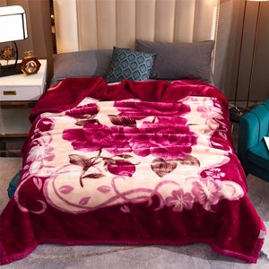 Blankets High End Printed Warm Winter Raschel Blanket for Bed Soft Warmth Thickened Single Double Quilts Skin Friendly Weighted 230923