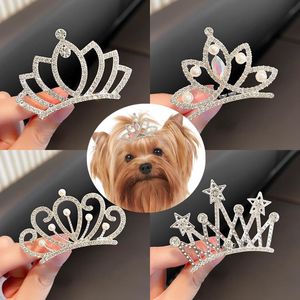 Dog Apparel Crown Bows Pet Haircomb Crystal Hair Clips for Puppy Dogs Cat Yorkie Teddy Grooming Accessories 230923