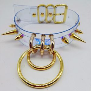 Chokers moda el yapımı berrak lazer holografik punk cezalandırır kolye seksi harajuku yaka perçin tork metal sivri bullet o-round 230923