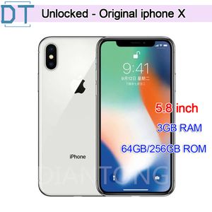 Orijinal Apple iPhone X 5.8 inç Telefonlar A11 Yüz Kimliği IOS HEXA Çekirdek 3GB RAM 64GB 256GB ROM Kilitli Yenilenmiş Akıllı Telefon 10 PCS,% 100 Tamamen İşlevsel