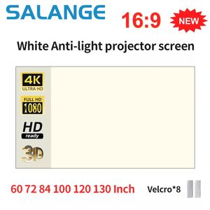 Projection Screens Salange Projector Screen White Grid Anti-Light 16 9 Projection Screen For Home 72 84 100 120 130 Inch Portable Reflective Cloth 230923