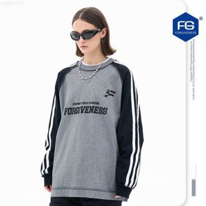 T-shirt da uomo Fgss Wear | 2023 Primavera / estate Nuovo marchio di moda American High Street Lettera Stripe Girocollo Raglan Manica lunga T-shirt per uomo e donnau144