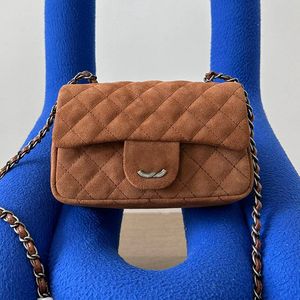 Mini flep kadınlar süet crossbody çanta matelasse zinciri kapitone iki renk altın donanım vintage açık para çantası klasik kart tutucu fanny paketi zippy cüzdan sacoche