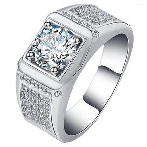 Bröllopsringar ufooro klassisk 8mm ring för män 2ct claw inlay 5a crystal cz sten mode smycken älskar valentin gåva storlek 6-10
