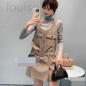 Basic & Casual Dresses designer 23 New Line Dress Plaid Tank Top Elegance Premium Delivery Metal Buckle Belt Z336