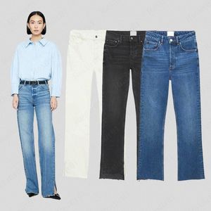 AB Fashion Designer jeans Casual Mid Waist Stir Straight Barrel denim tears jeans Women High Stretch Classic Loose Pants Spring Black jeans I7i4#