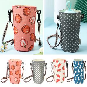 Other Drinkware Fashion Handle Shoulder Crossbody Bottle Cup Sleeve Tote Heat Insulation Linen Mug Holder Bag Travel Outdoor Accessory 230923