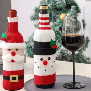 Diğer Etkinlik Partisi Malzemeleri Noel Şarap Şişesi Kapak Seti Noel Baba Snowman Dokuma Çantalar Yemek Masa Süslemeleri 230923
