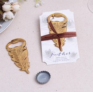 100Pcs Elegant Gold Peacock Feathers Beer Bottle Opener Wedding Favors Gift Favor Guests Gifts Souvenir SN873