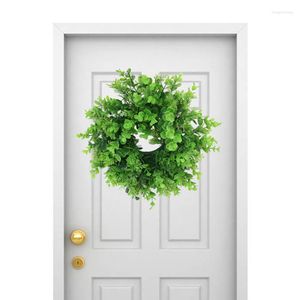 Decorative Flowers Spring Simulation Eucalyptus Wreath Flower Farmhouse Cottage Front Door Wall Hanging Greenery Garland Wedding Home