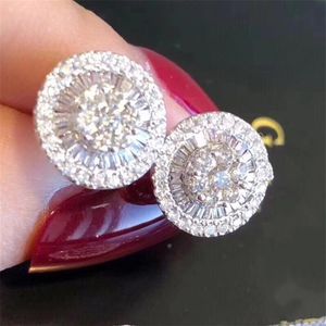 Charm 14k Gold Lab Diamond Stud Earring Real 925 Sterling Silver Jewelry Engagement Wedding Earrings for Women Bridal Party Gift 2316i