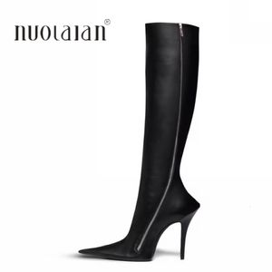 8 Autumn Winter Women Brand Long Pointed Toe Thigh Knee Boots Fashion High Heels Shoes Woman 230923 929