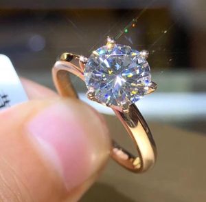 YHAMNI Classic Wedding Finger Rings Fine Jewelry Rose Gold Rings Inlay 8mm 2ct Zirconia Diamond Rings Women Girlfriend Gift R170958694351