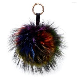 Keychains LFPU colorido de 15cm de 15 cm fofos de guaxinim genuíno de pêlo fullhain saco de bolsa pendente bolsa de êmbolo de pompom jóias de pompom