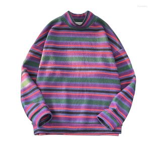 Erkek Hoodies Uzun Sweatshirts Erkekler Çizgili Tasarım Moda Kore Tarzı Gevşek Bahar Sonbahar Gündelik O-Neck Harajuku Öğrenci Giysileri