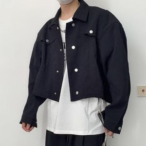 Men's Jackets Trendy Fashionable Casual Short Jacket For Men Vintage Lapel Outwear Korean Crop Coats All-match Male Long Sleeve Streetwear