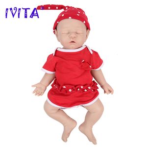 Dolls IVITA WG1528 43CM Full Body Silicone Reborn Baby Doll Realistic Girl Dolls Omålade Baby Toys With Pacifier for Children Gift 230923