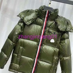 Designer Monclair Giacca in cotone Piumino da uomo Donna Autunno Inverno Lettera Nastro Jacquard cucito caldo con cappuccio Verde militare Nero Grandi cappotti larghi