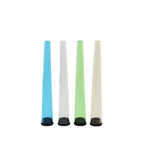Custom logo stickers label pre rolled packaging roll 110mm paper display tube Cone holder plastic for smoking cone green blue black white clear
