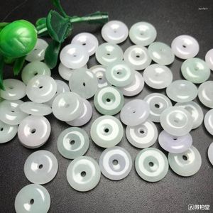 Estatuetas decorativas 10 peças jade natural esmeralda 13mm fivela de segurança acessórios faça você mesmo pulseira charme joias moda sorte esculpida à mão