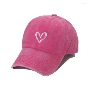 Berretti Ohmmayby 2023 cappelli da baseball in cotone traspirante coreano bianco amore ricamo estivo moda di strada cupola per donna