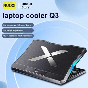 Laptop cooling kuddar Nuoxi Q3 Gaming Laptop Cooler med sex fans Portable Notebook Cooling Pad Stand Compatible med 10-18 tum LA MacBook Tablet PC L230923