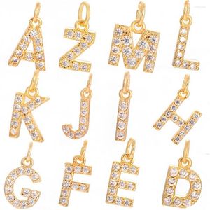 Charms Gold Color A-Z English Letter Copper Pave Zircon For Jewelry Making Supplies Diy Bracelet Necklace Earring