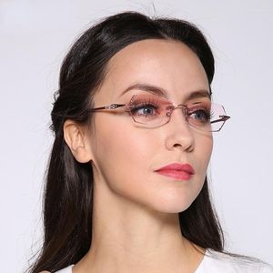 Óculos de sol quadros chashma marca coreia óculos titânio mulheres miopia espetáculo moda sem aro strass óculos matiz lentes