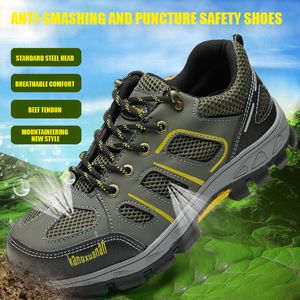 Bot Nefes Alabilir Güvenlik İş Ayakkabıları Erkek Yaz Antishing Antipiercing Çelik Toe Cap Man Sıradan Artı Boyut 47 48 Toptan 230922