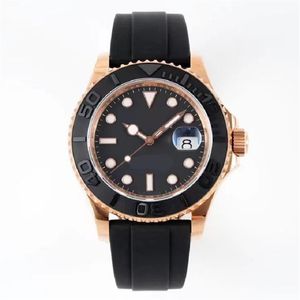 Swiss Automatic Watches For Men Yachtmaster Luxury Mens Watch 18K Gold Top Brand Water Resistant Wristwatch Black Dial Rubble Roll232u