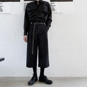Męskie spodnie 2023men streetwear Japan Casual Fashion Karajuku Vintage Calf długości męskiej Hip Hop Black szeroka noga krótka spodnie spodnie spodnie spodnie