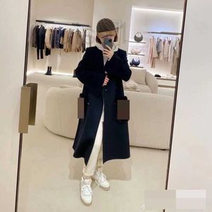 Trench Coats femininos designer de 23 anos coleção inicial novo longo casaco de lapela de nylon reversível com tecido 100% caxemira CQRJ